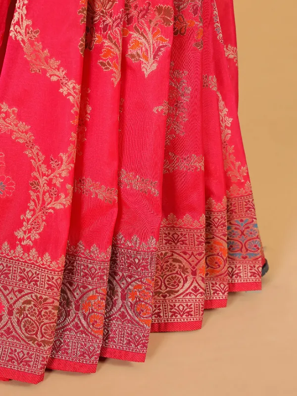 Zari  worked silk saree in light pink