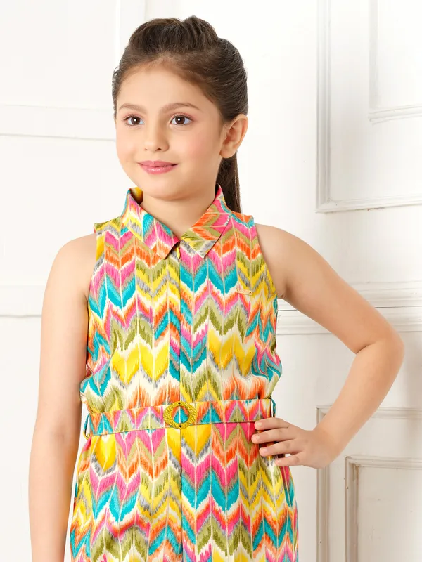 Zig zag pattern cotton multi color jumpsuit