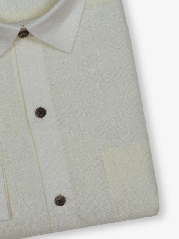 ZILLIAN cream texture cotton shirt