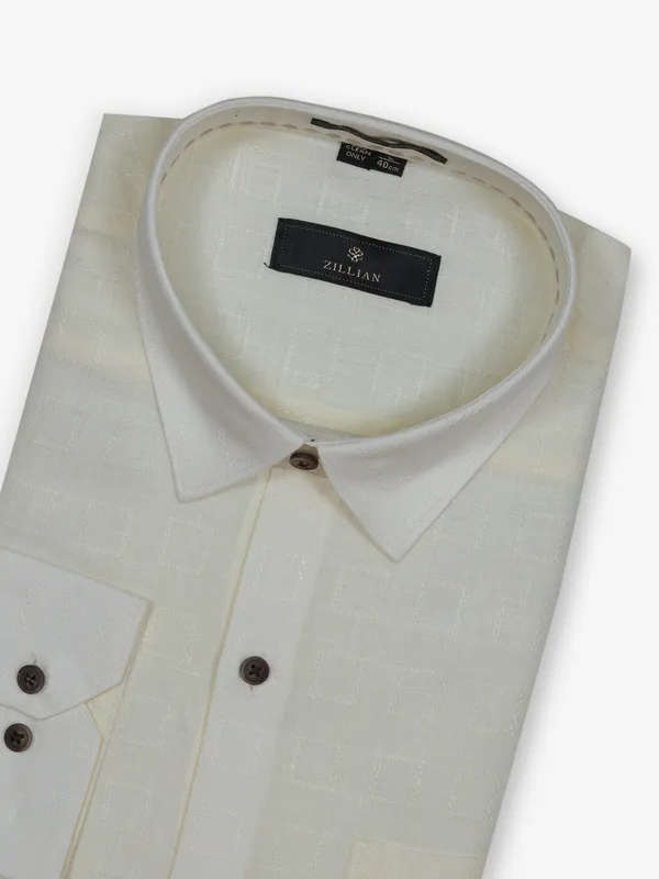 ZILLIAN cream texture cotton shirt