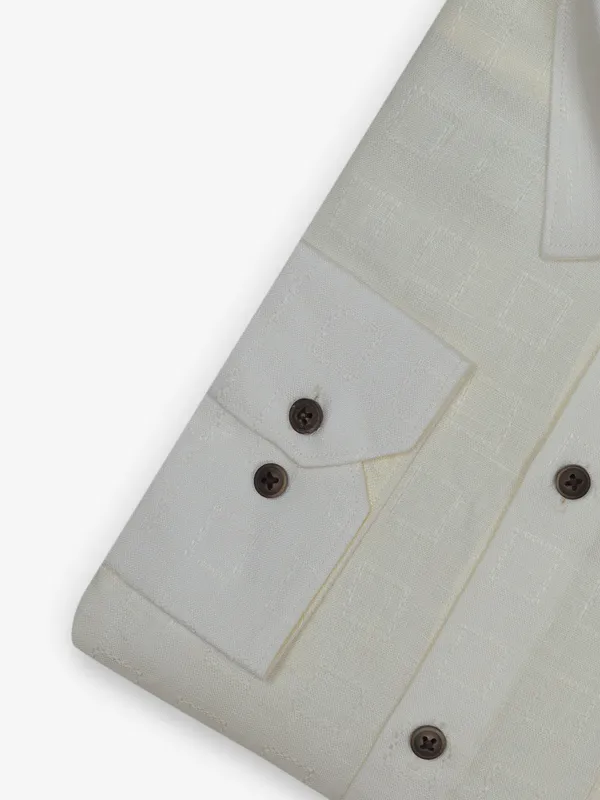 ZILLIAN cream texture cotton shirt
