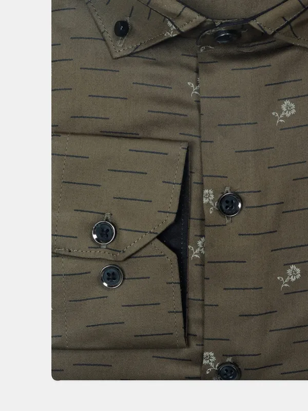 Zillian fabric brown printed mens shirt