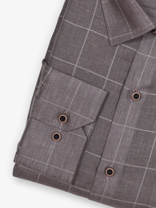 ZILLIAN light brown linen formal shirt