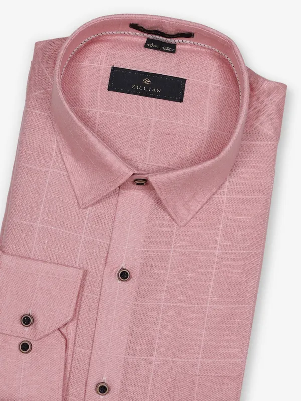 ZILLIAN peach linen formal shirt