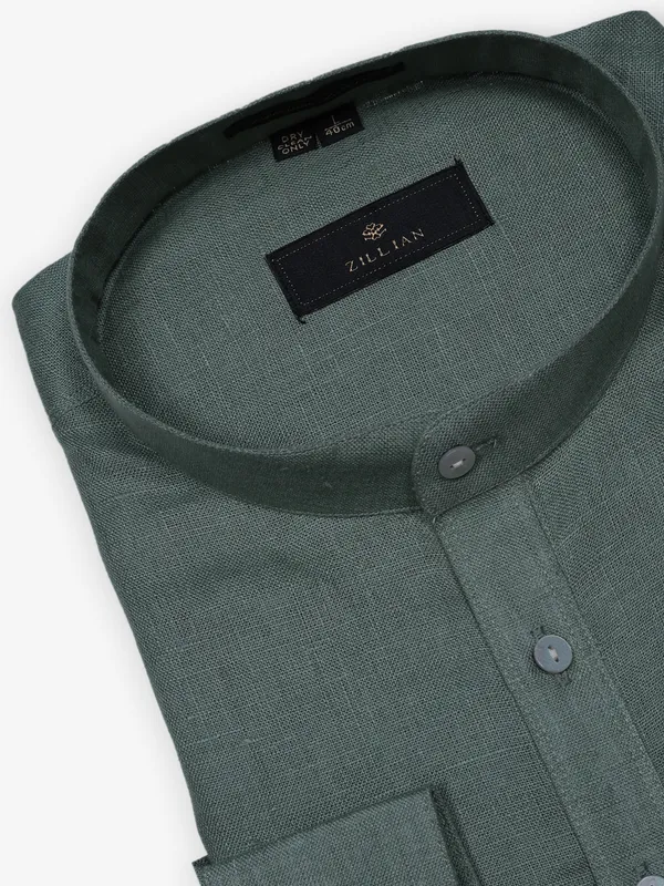 ZILLIAN plain green cotton shirt