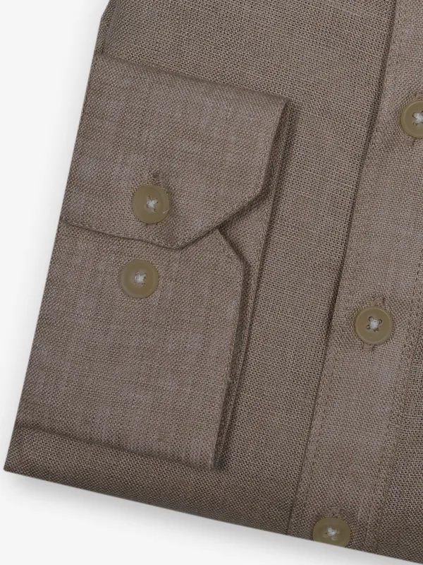 ZILLIAN plain khakhi cotton shirt