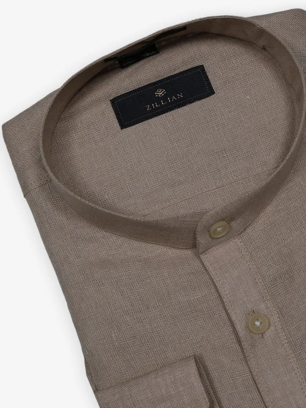 ZILLIAN plain khakhi cotton shirt