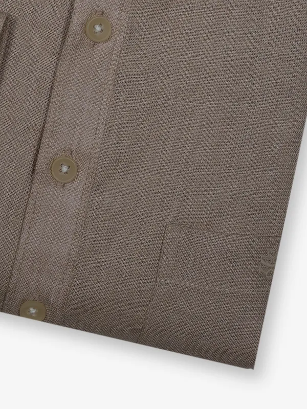 ZILLIAN plain khakhi cotton shirt