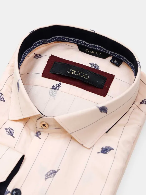 Zillian printed peach cotton formal shirt