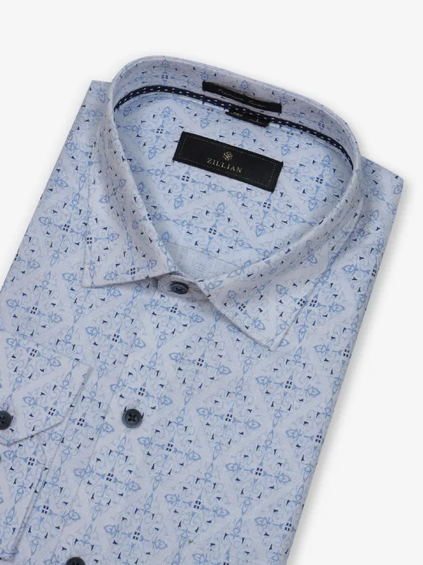 ZILLIAN white and blue printed shirt