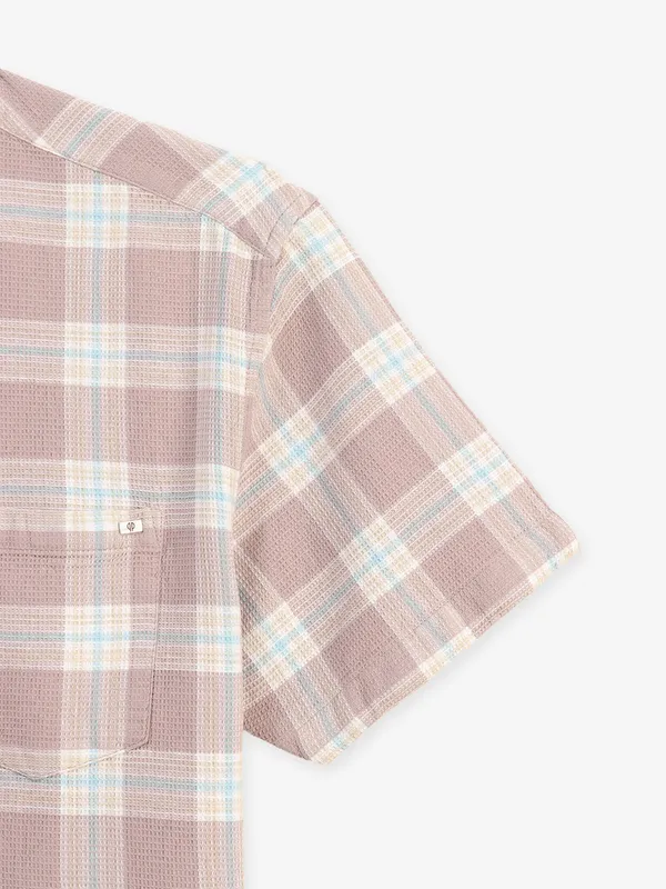 PIONEER checks onion pink cotton shirt