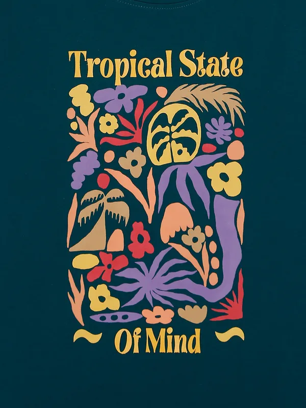SPYKAR teal blue printed t-shirt