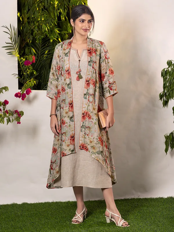 Grey casual wear printed grey dress