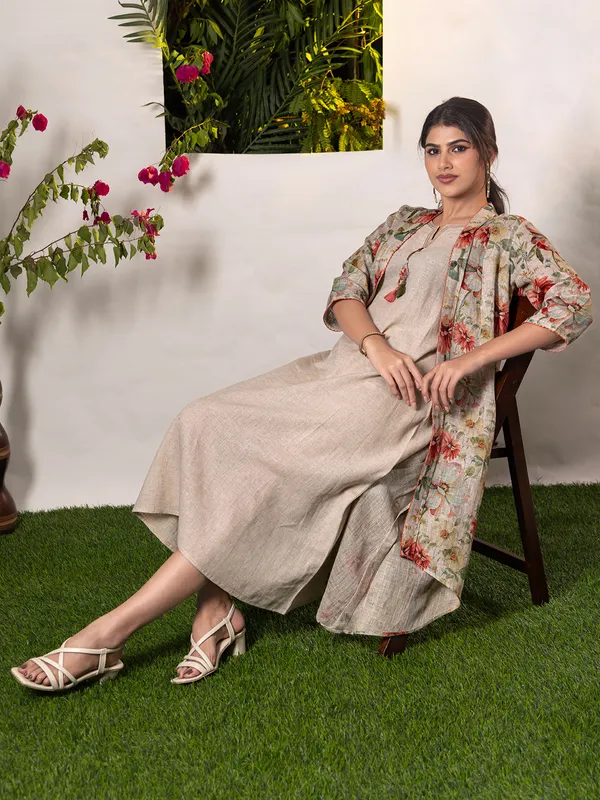 Grey casual wear printed grey dress