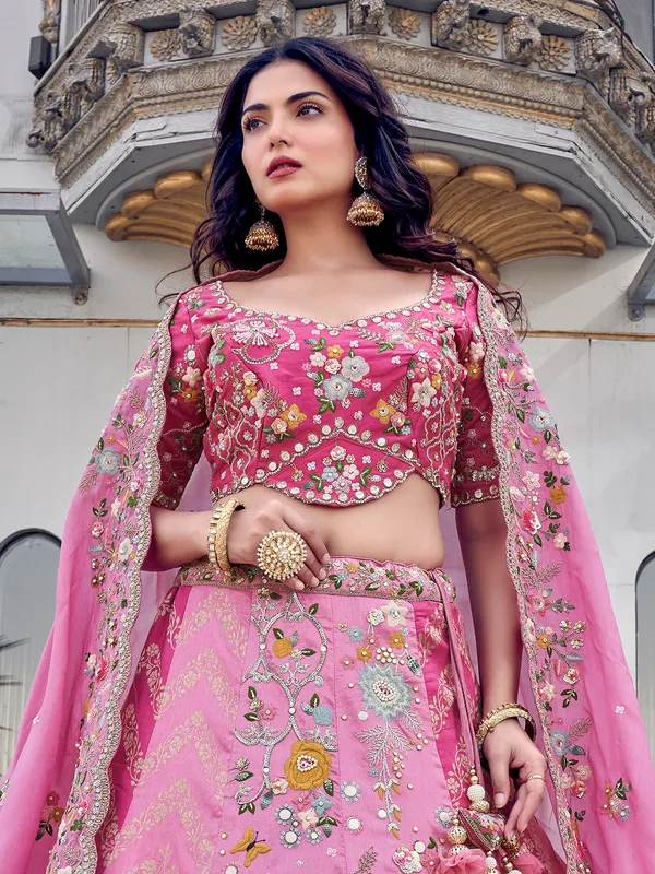 Newes pink lehenga choli in silk