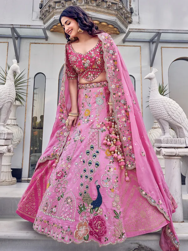 Newes pink lehenga choli in silk