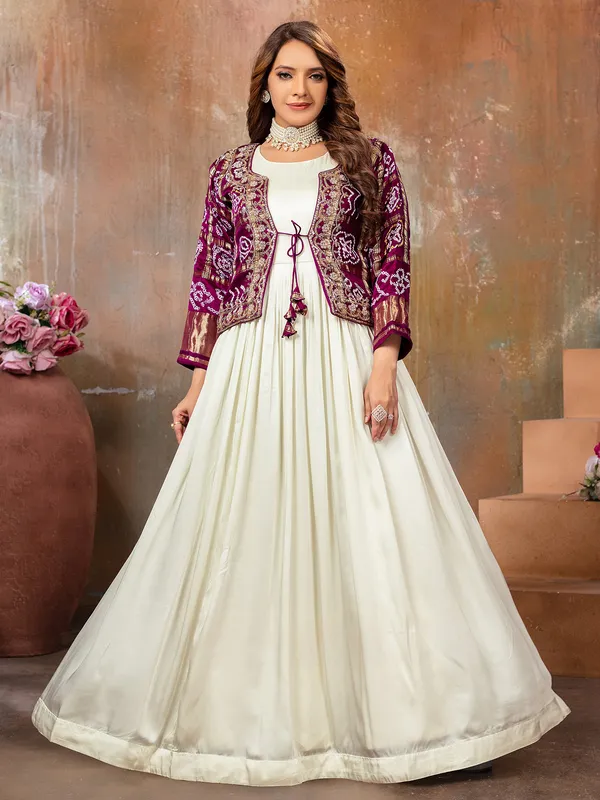 Beautiful off-white anarkali suit