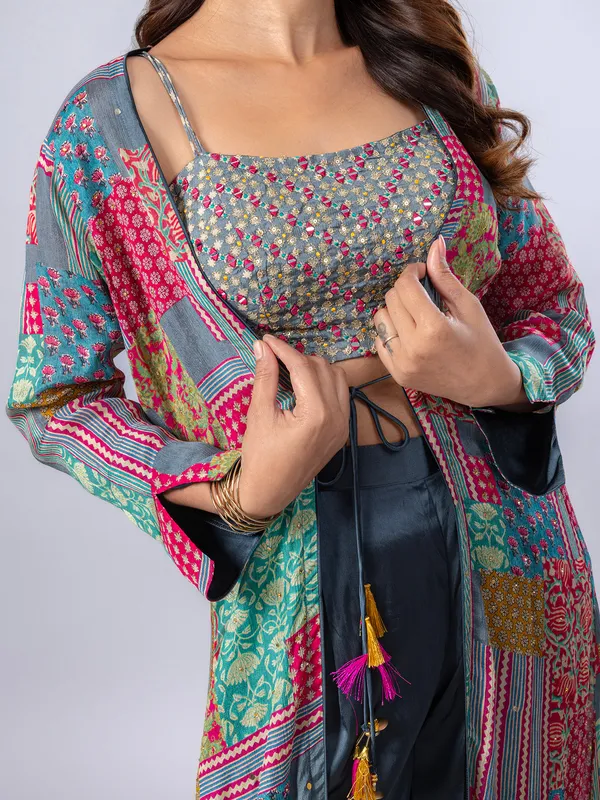 Stunning grey printed palazzo suit