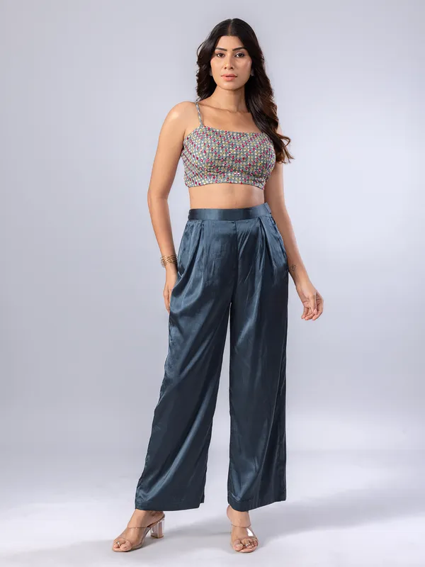 Stunning grey printed palazzo suit