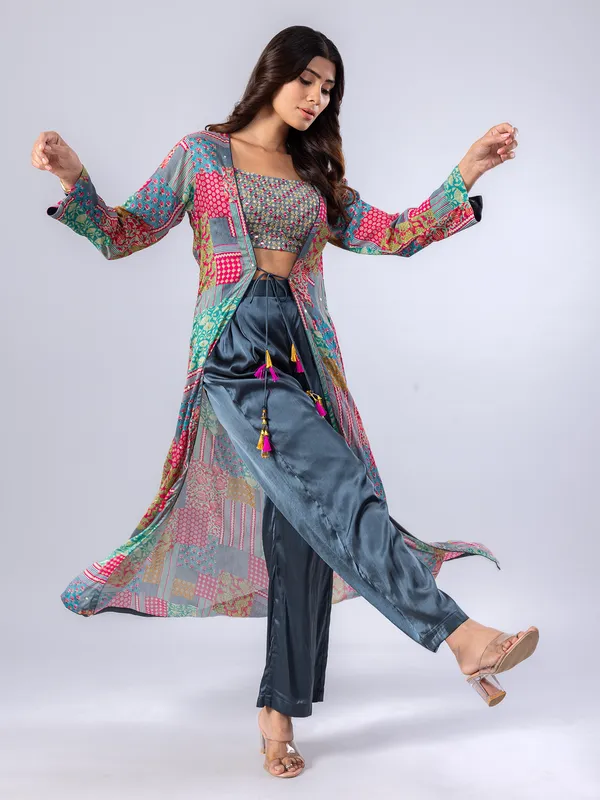 Stunning grey printed palazzo suit