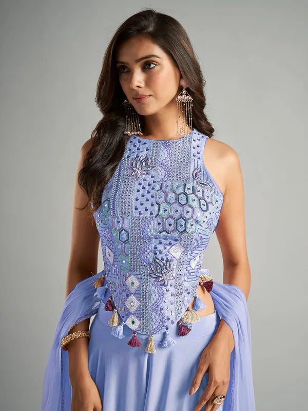 Stunning lavender silk palazzo suit for women