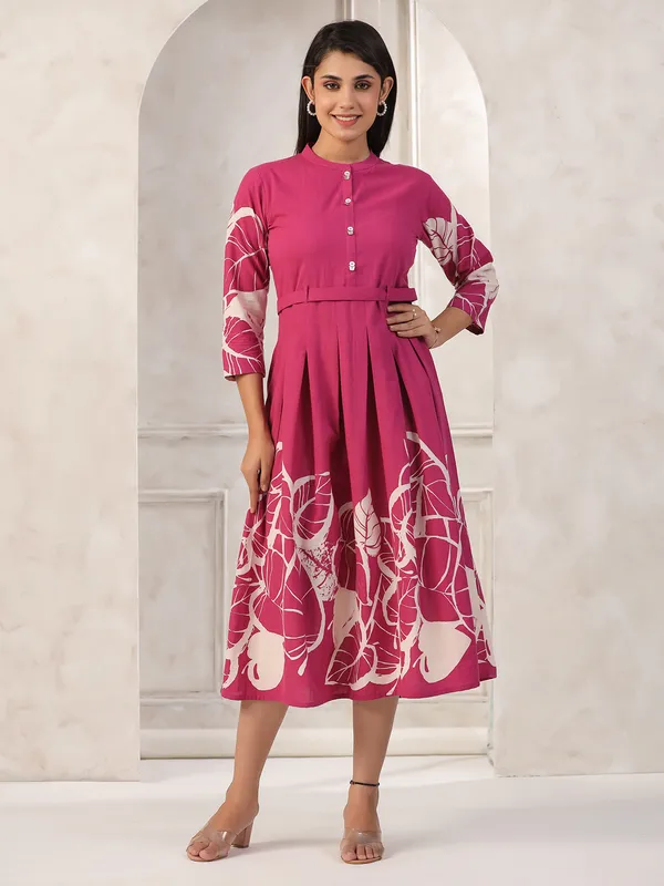 Trendy cotton magenta printed kurti