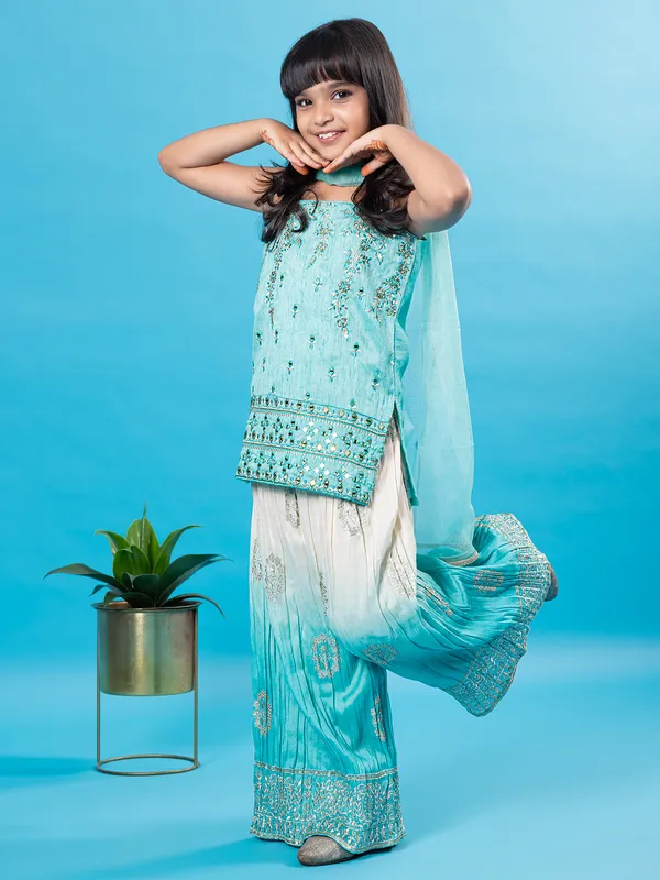 Mint green ombre style silk palazzo set