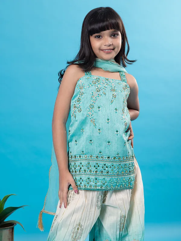 Mint green ombre style silk palazzo set