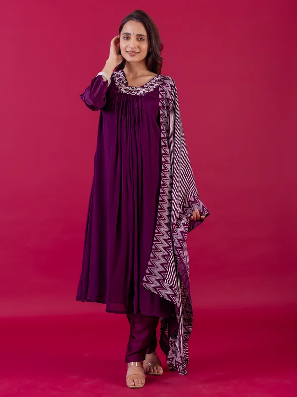 Latest dark purple georgette salwar suit