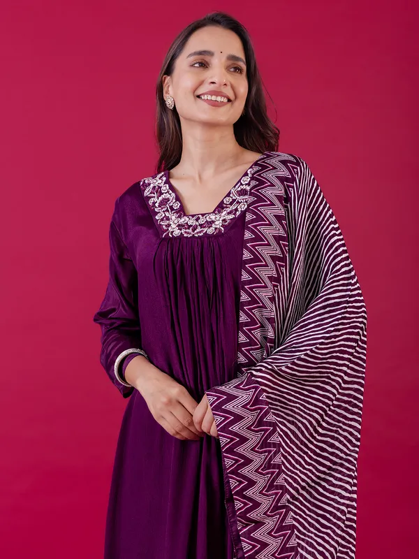 Latest dark purple georgette salwar suit