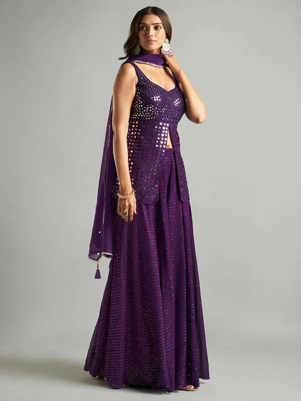 Classic georgette violet palazzo suit for women