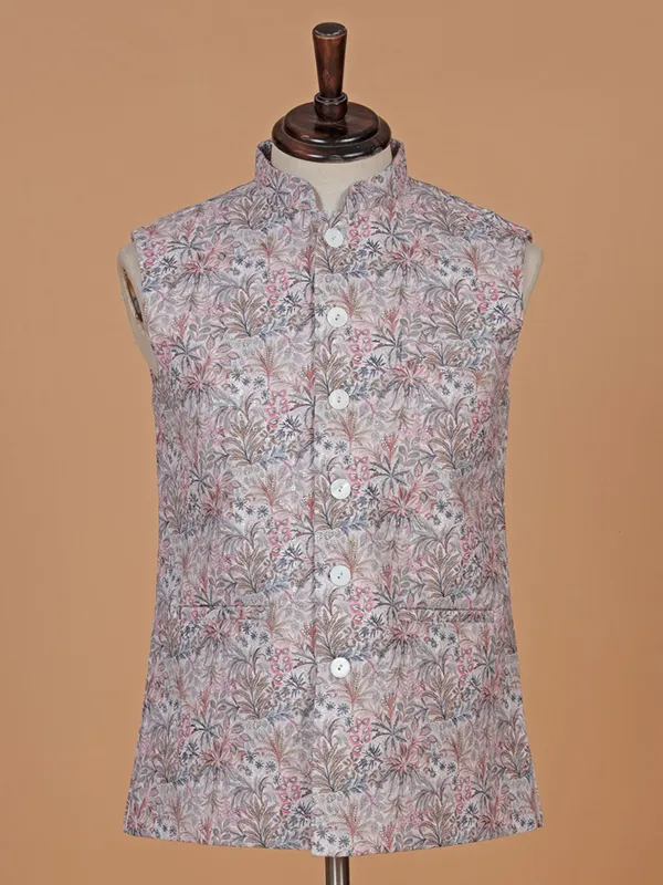 Cotton grey waistcoat with print