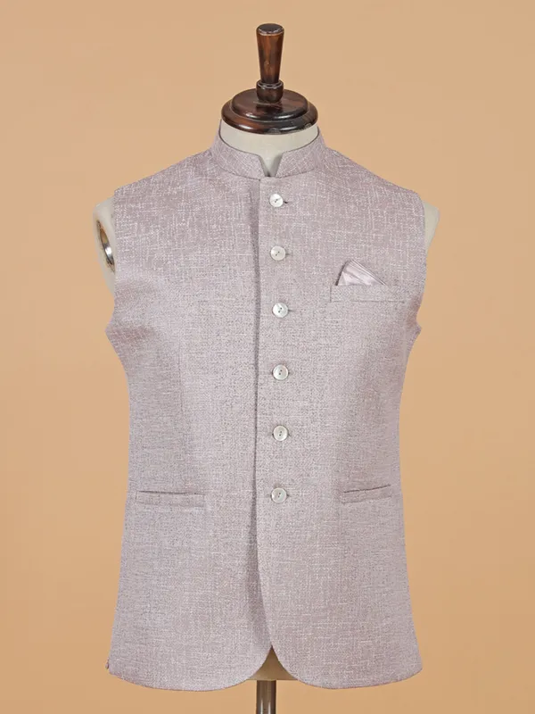 Onion pink cotton silk waistcoat for men