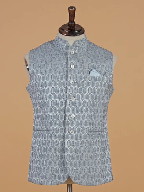 Grey texture waistcoat in silk