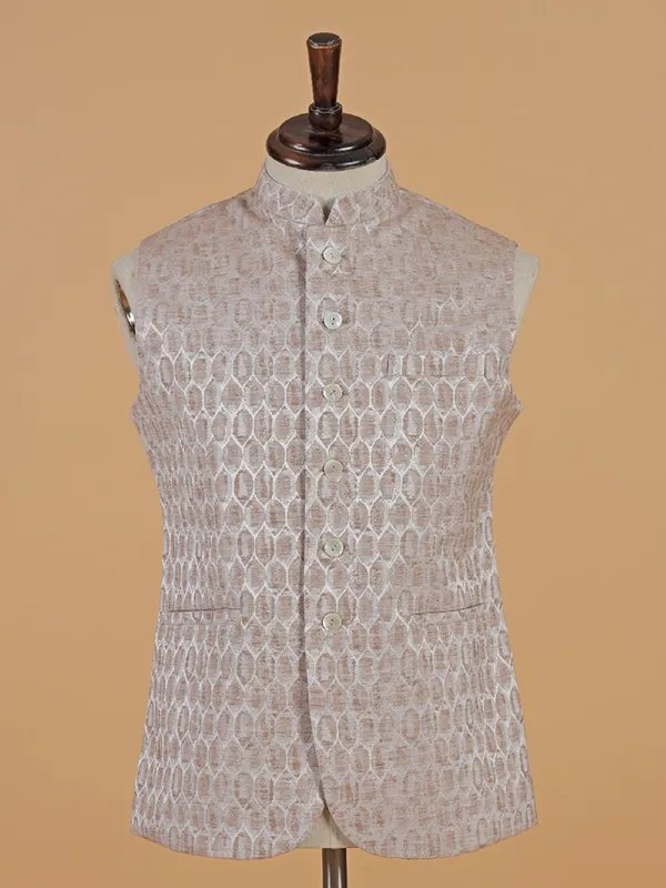 Peach silk texture waistcoat