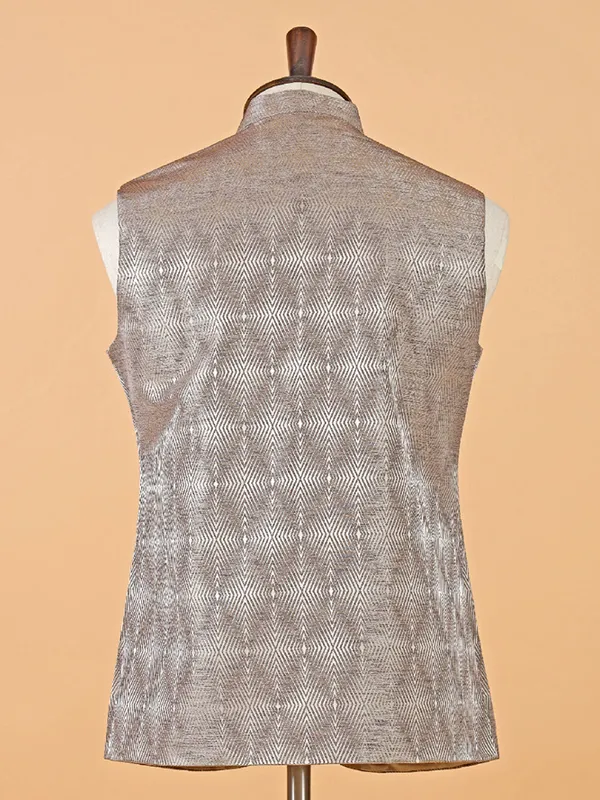 Dazzling brown texture silk waistcoat