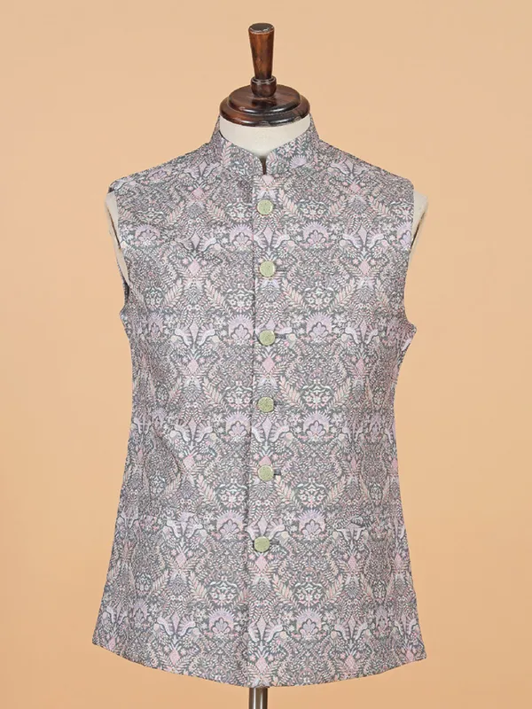 Stunning grey printed silk waistcoat