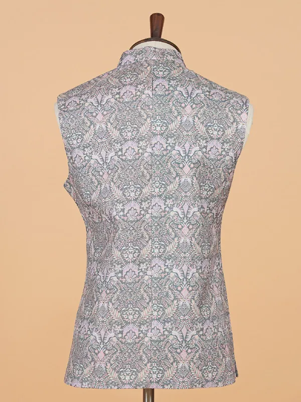 Stunning grey printed silk waistcoat