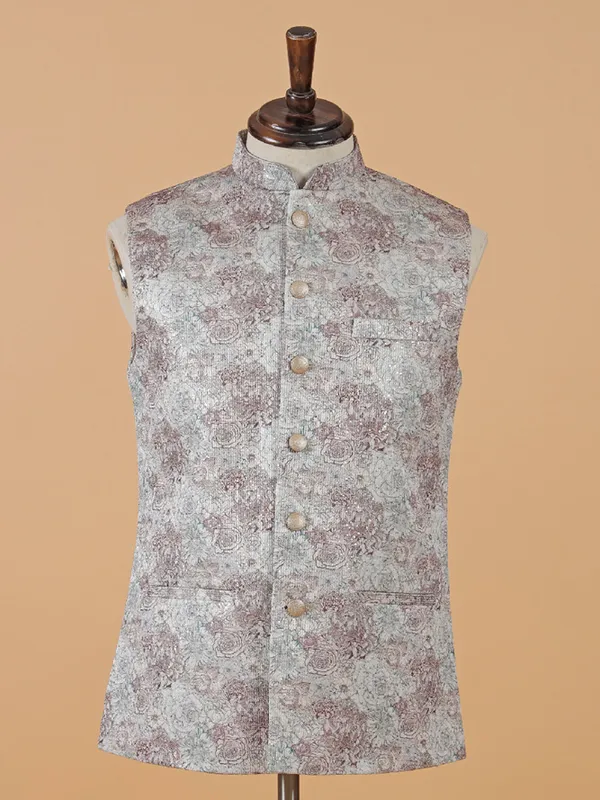 Trendy brown printed waistcoat