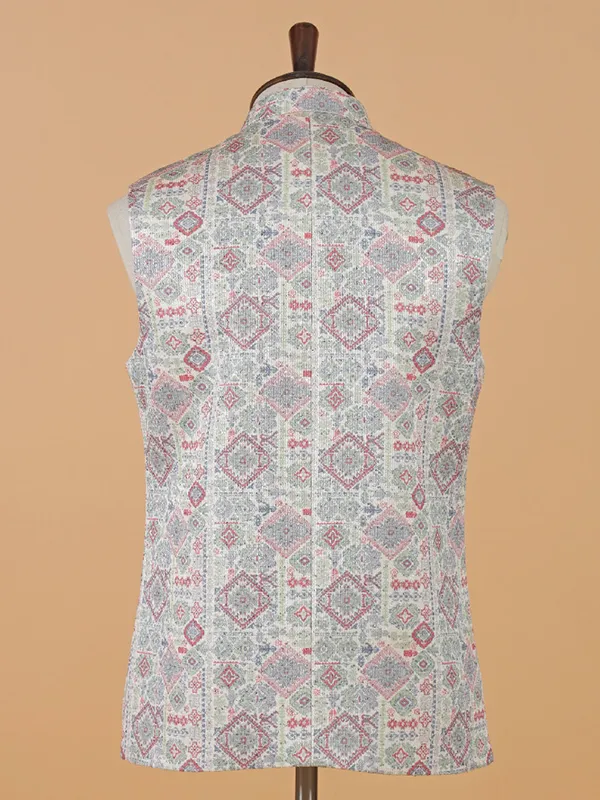 Stunning off-white printed waistcoat