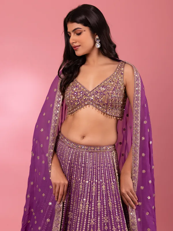 Purple lehenga choli with dupatta for wedding