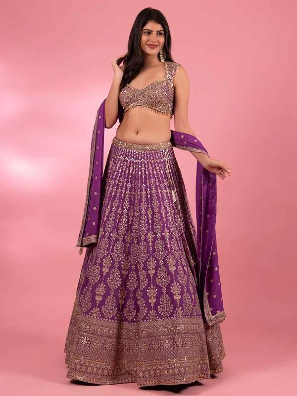 Trendy purple lehenga with dupatta