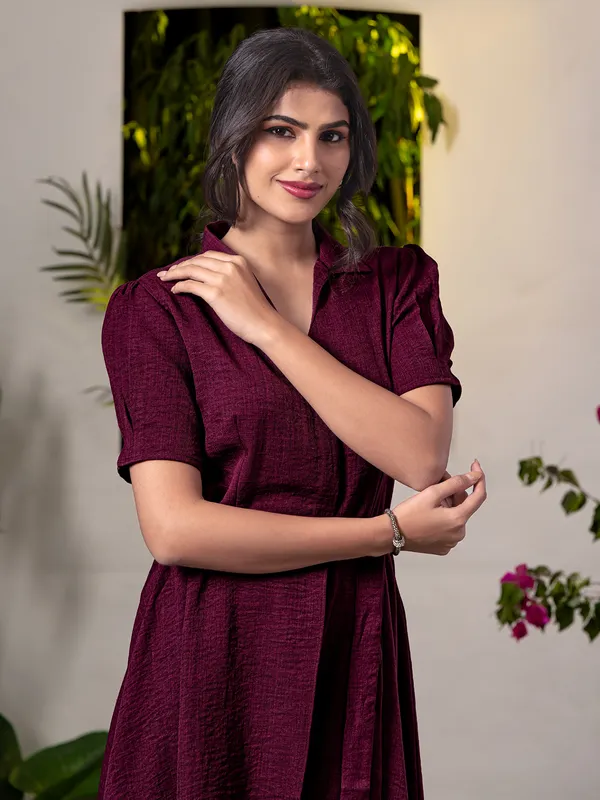 Wine cotton dress for women