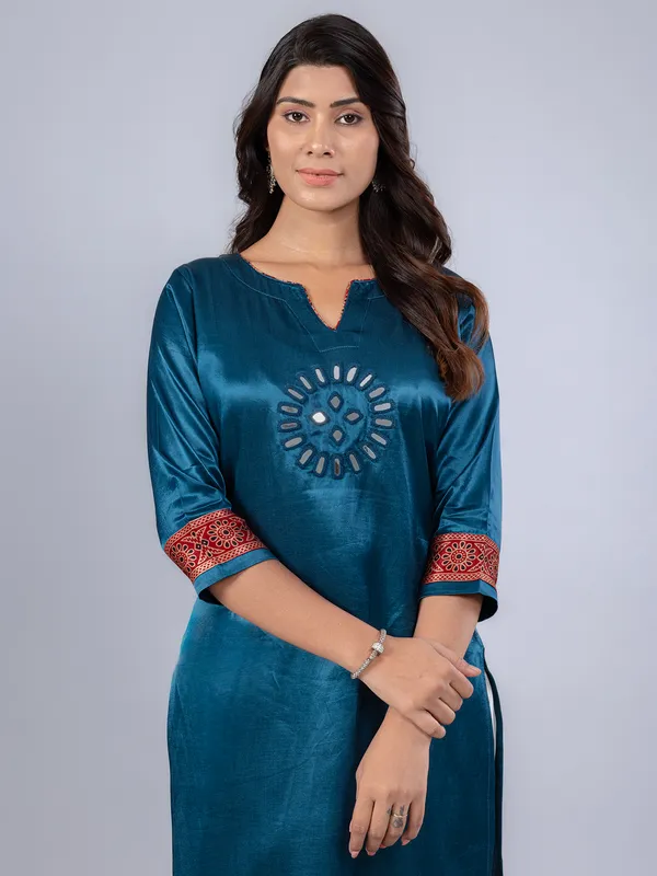 Pastel blue cotton silk kurti for women casual wear