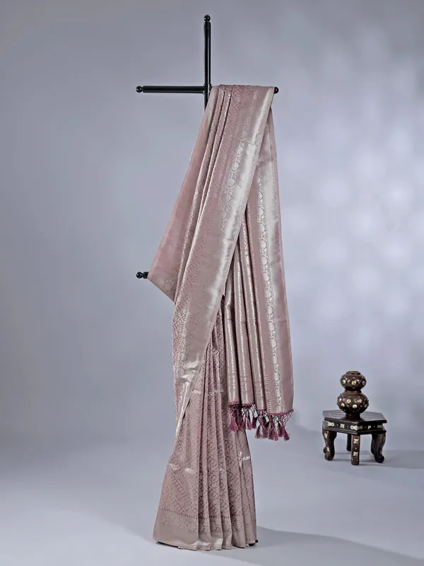 Purple silk saree with intricate zari detailing
