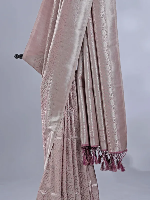 Purple silk saree with intricate zari detailing