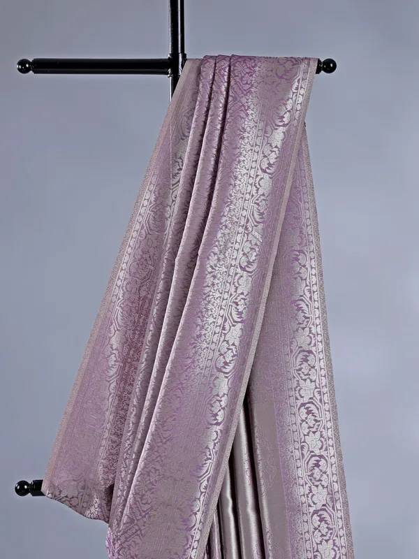 Royal purple silk saree with rich zari motifs