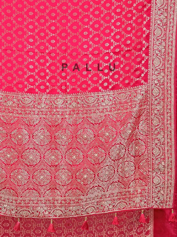 Rani shimmer silk saree with heavy embellishments