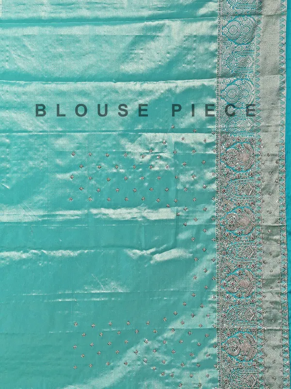 Mint green kanjivaram saree with pearl work