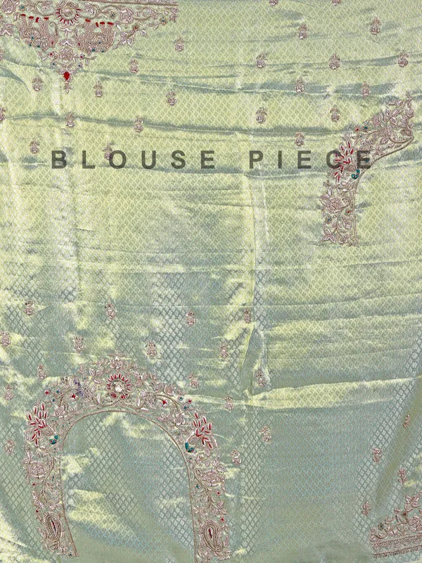 Pista green kanjivaram saree with grand embroidery